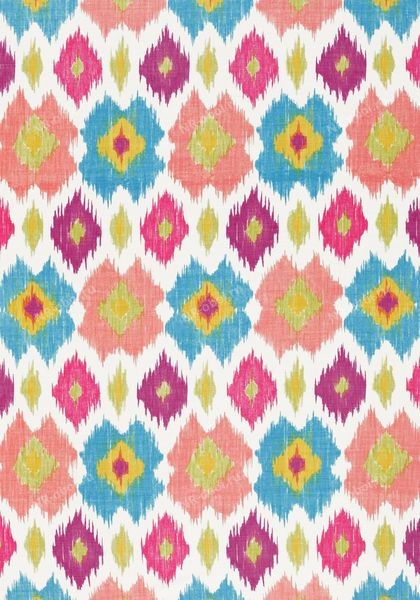 Ткань Thibaut Biscayne, F95730 Bimini ikat Pink and Turquoise