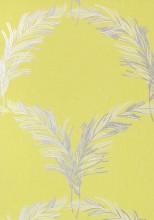 Обои Anna French Watermark, Plumes Metallic Silver on Citron AT7925
