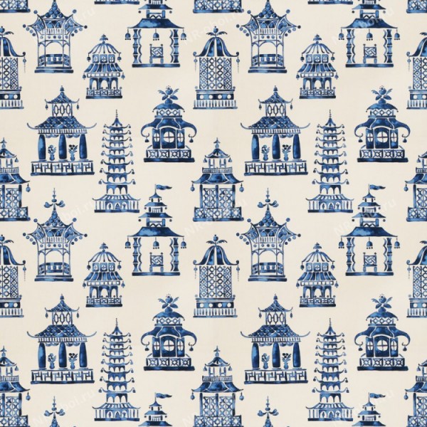 Ткань Fabricut Chromatics Vol. 24 Navy, Bezique pagoda/Royal blue